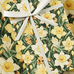 Sonnige Narzisse Geschenkpapier - Premium-Geschenkverpackung, Frühlingskollektion, Floral, einzigartiges Design, Saisongeschenk, Gelb & Grün