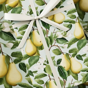 Carta da regalo pere fruttate - Collezione frutta, confezione regalo premium, floreale, design unico, regalo di compleanno, verde e blu