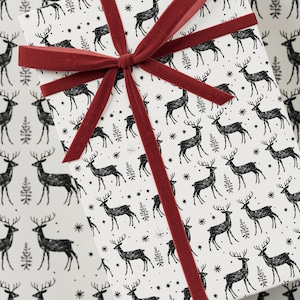 Carta da regalo con renne - Carta da regalo di alta qualità, collezione natalizia, motivo divertente, regalo festivo, design con stampa a blocchi, carta da regalo per le feste