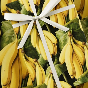 Fruity Banana Wrapping Paper - Fruit Collection, Premium Gift Wrap, Floral, Unique Design, Birthday Present, Yellow & Green