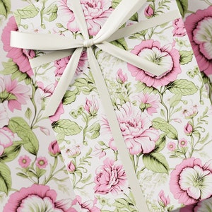 Hochzeitsgeschenkpapier - Premium-Geschenkverpackung, Wedding Day Kollektion, Floral, Beige, Pink & Grün, einzigartiges Design, Brautpartygeschenk