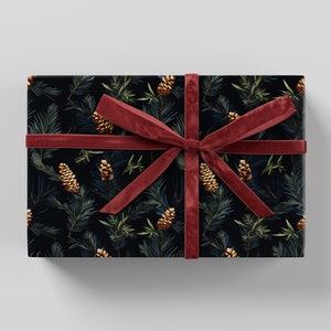 Papier pakowy Pine Cones - Premium do pakowania prezentów, kolekcja świąteczna, zabawny wzór, świąteczny prezent, projekt z nadrukiem blokowym, opakowanie na prezenty świąteczne