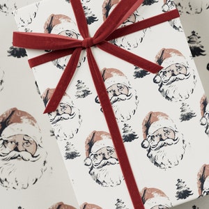 Papier do pakowania prezentów Santa - Premium Gift Wrap, Kolekcja świąteczna, Zabawny wzór, Prezent świąteczny, Projekt nadruku blokowego, Opakowanie prezentów świątecznych