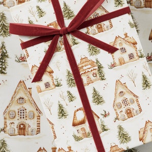 Carta da regalo a forma di casetta di pan di zenzero - Carta da regalo di alta qualità, collezione natalizia, motivo divertente, regalo festivo, design vintage, carta da regalo per le feste