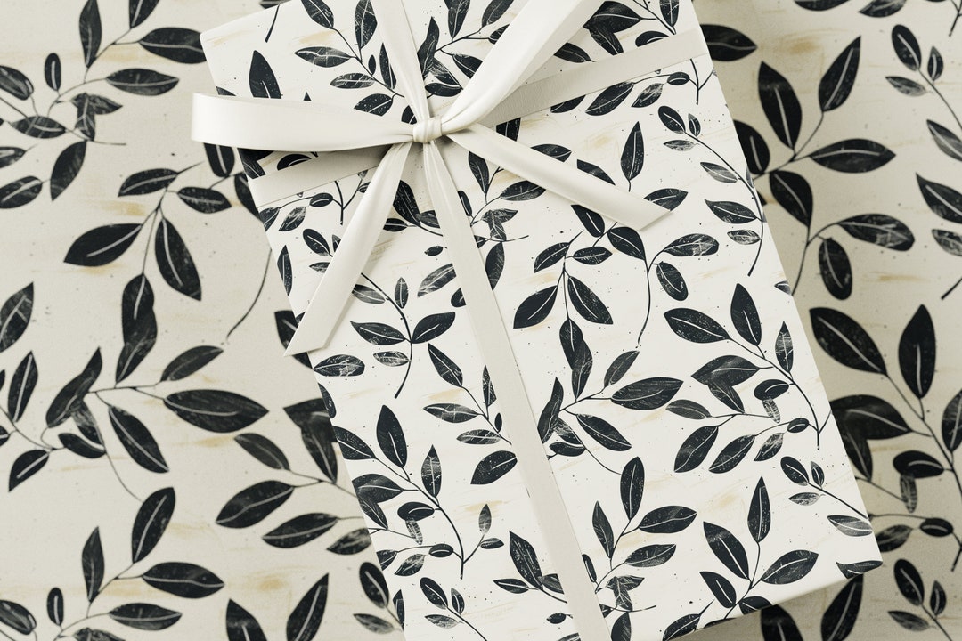 Olive Branch Wrapping Paper - Premium Gift Wrap, Block Print Collection ...