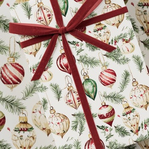 Carta da regalo con ornamenti festivi - Carta da regalo di alta qualità, collezione natalizia, motivo Baulbauls, design vintage, carta da regalo per le feste