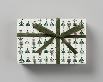 Nutcracker Wrapping Paper -  Premium Gift Wrap, Christmas Collection, Fun Pattern, Festive Present, Block Print Design, Holiday Gift Wrap
