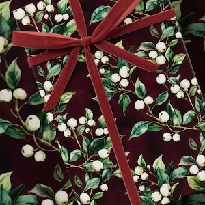 Carta da regalo vischio - Carta da regalo di alta qualità, collezione natalizia, motivo vintage, regalo festivo, design con stampa a blocchi, carta da regalo per le feste