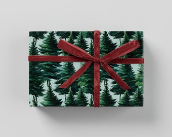 Inpakpapier pijnboom - Premium cadeaupapier, kerstcollectie, leuk patroon, feestelijk cadeau, blokdrukontwerp, cadeauverpakking vakantie