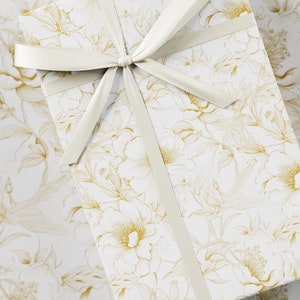 Carta da regalo per matrimonio - Carta da regalo premium, collezione per il giorno delle nozze, floreale, bianca, beige e oro, design unico, regalo per addio al nubilato