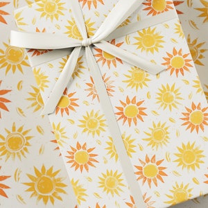 Carta da regalo Sunny Days - Confezione regalo premium, collezione con stampa a blocchi, design divertente, regalo di compleanno, giallo e bianco sporco