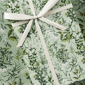 Botanisch inpakpapier - Premium cadeauverpakking, botanische collectie, bloemen, uniek ontwerp, verjaardagscadeau, groen