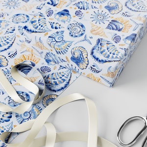 Sea Shells Wrapping Paper - Premium Gift Wrap, Block Print Collection ...