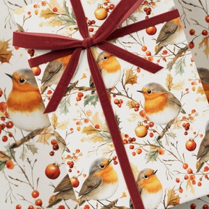 Carta da regalo con motivo a pettirosso europeo - Carta da regalo di alta qualità, collezione natalizia, motivo divertente, regalo festivo, design vintage, carta da regalo per le feste