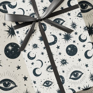 Carta da regalo Mystical Moon - Collezione Halloween, Design Block Print, Regalo Premium, Carta Spettrale, Regalo per Bambini Spaventosi, Carta Regalo Stagionale