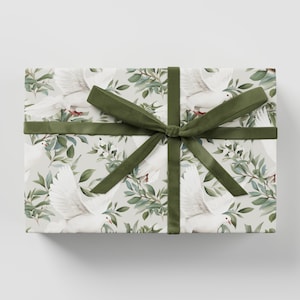 Carta da regalo Peace and Dove - Carta da regalo di alta qualità, collezione natalizia, regalo festivo, design con stampa a blocchi, carta da regalo per le feste
