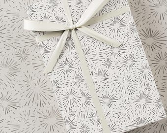 Papier cadeau de mariage - Collection Jour du mariage, papier cadeau scintillant, papier de mariage minimaliste de feu d'artifice