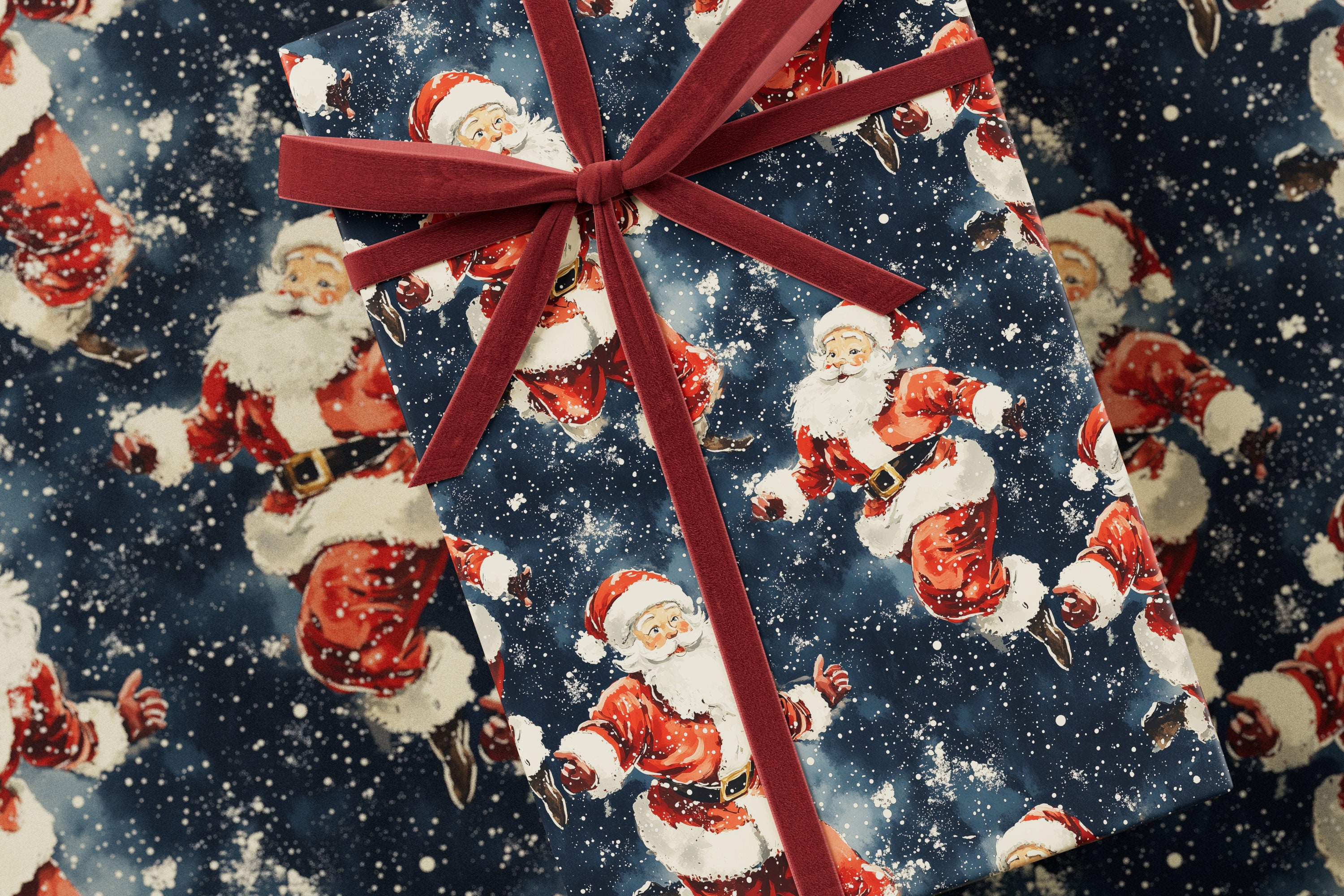Santa Wrapping Paper - Premium Gift Wrap, Christmas Collection, Vintage Design, Fun Pattern, Festive Present, Holiday Gift Wrap