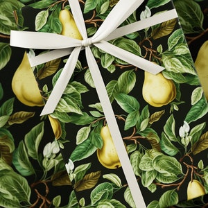 Inpakpapier Fruity Pears - fruitcollectie, premium cadeauverpakking, bloemen, uniek ontwerp, verjaardagscadeau, groen en zwart
