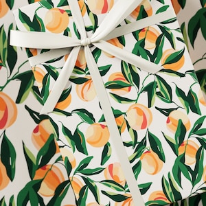 Papier d'emballage pêche - Emballage cadeau haut de gamme, inspiré de William Morris, esthétique par Henri Matisse, design amusant, cadeau d'anniversaire, vibrant