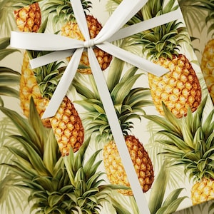 Fruity Pineapple Wrapping Paper - Fruit Collection, Premium Gift Wrap, Floral, Unique Design, Birthday Present, Yellow & Green