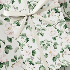 Inpakpapier huwelijkscadeau - Premium cadeauverpakking, trouwdagcollectie, bloemen, uniek ontwerp, bruidscadeau, beige, roze en groen