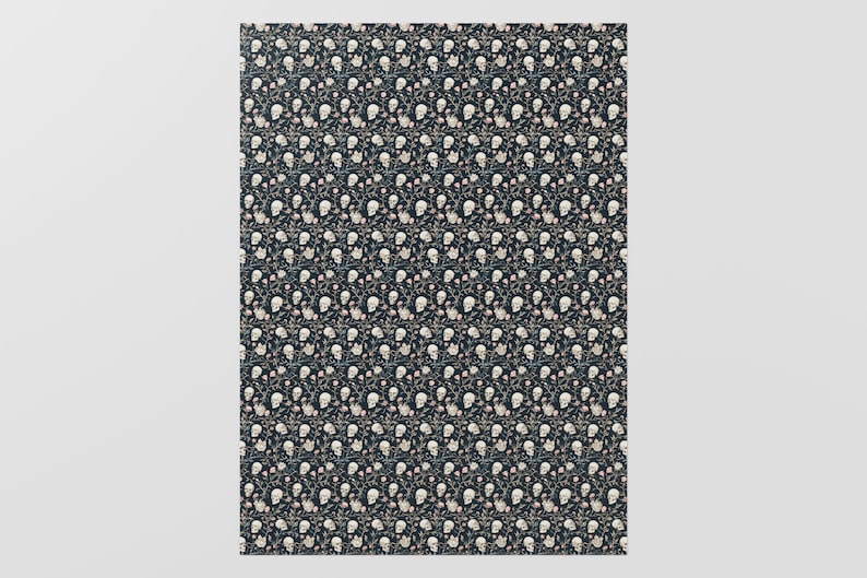 Skull Wrapping Paper - Halloween Collection, Vintage Pattern, Spooky Paper, Scary Kids Present, Seasonal Gift Wrap image 3