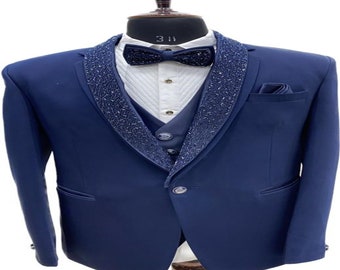 Blue Made To Measure Hand Work Blazer For Men, Handmade Bespoken Blazer For Men, Office Wear Blazer For Men,  Anniversary Gift For Husband