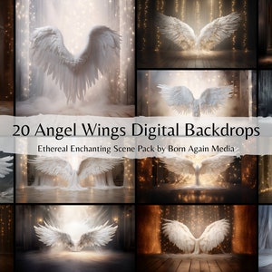 20 x Ethereal Enchanting Scene Angel Wings Digital Backdrops, Digital Backdrop for Photography, Studio Backdrops, Maternity Backdrops