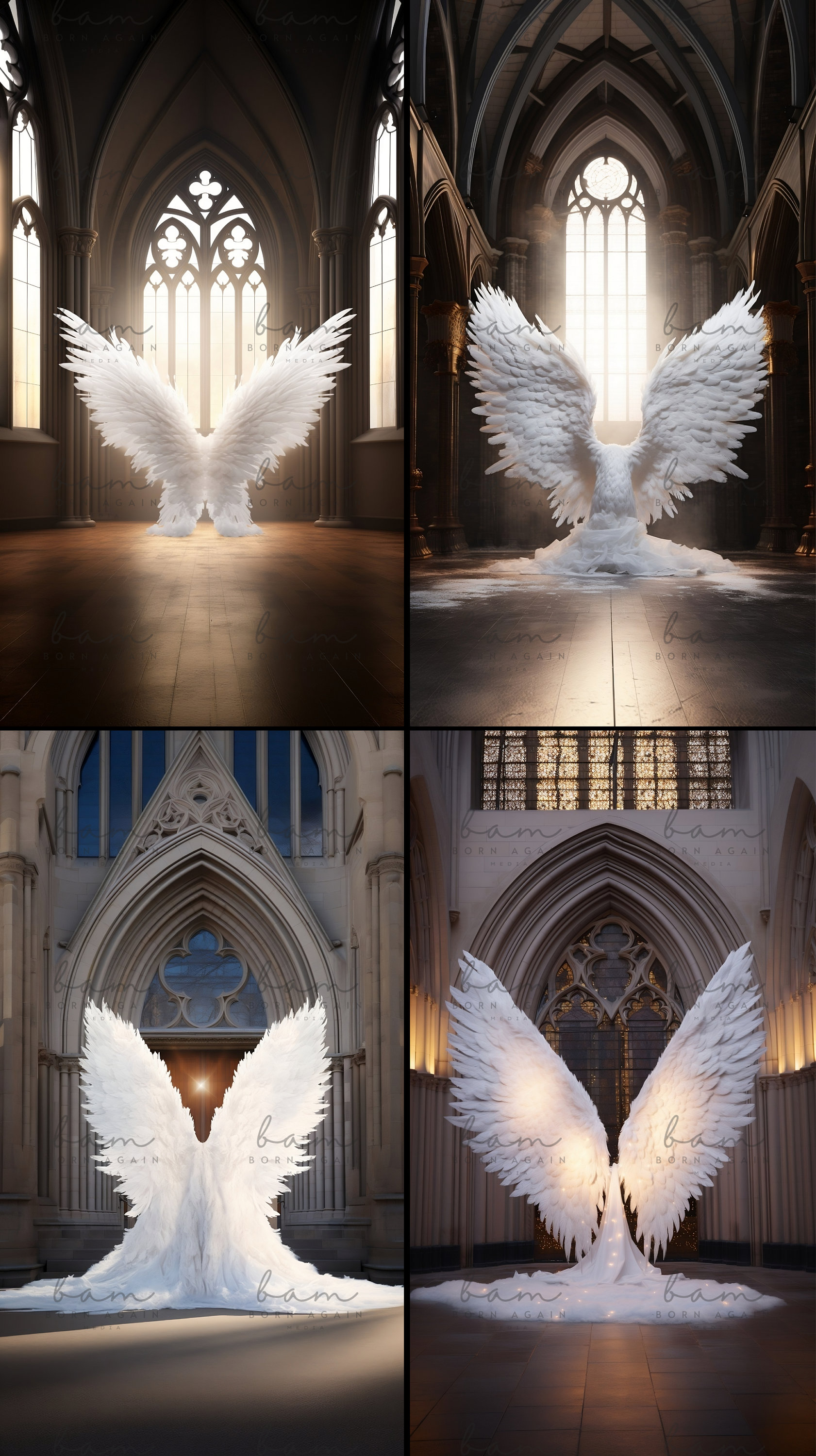16 X Beautiful Church Angel Wings Digital Backdrops, Digital Backdrop ...