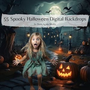 55 x Spooky Halloween Digital Backdrops, Backdrops for Kids, Digital Backdrop for Photography, Studio Backdrops