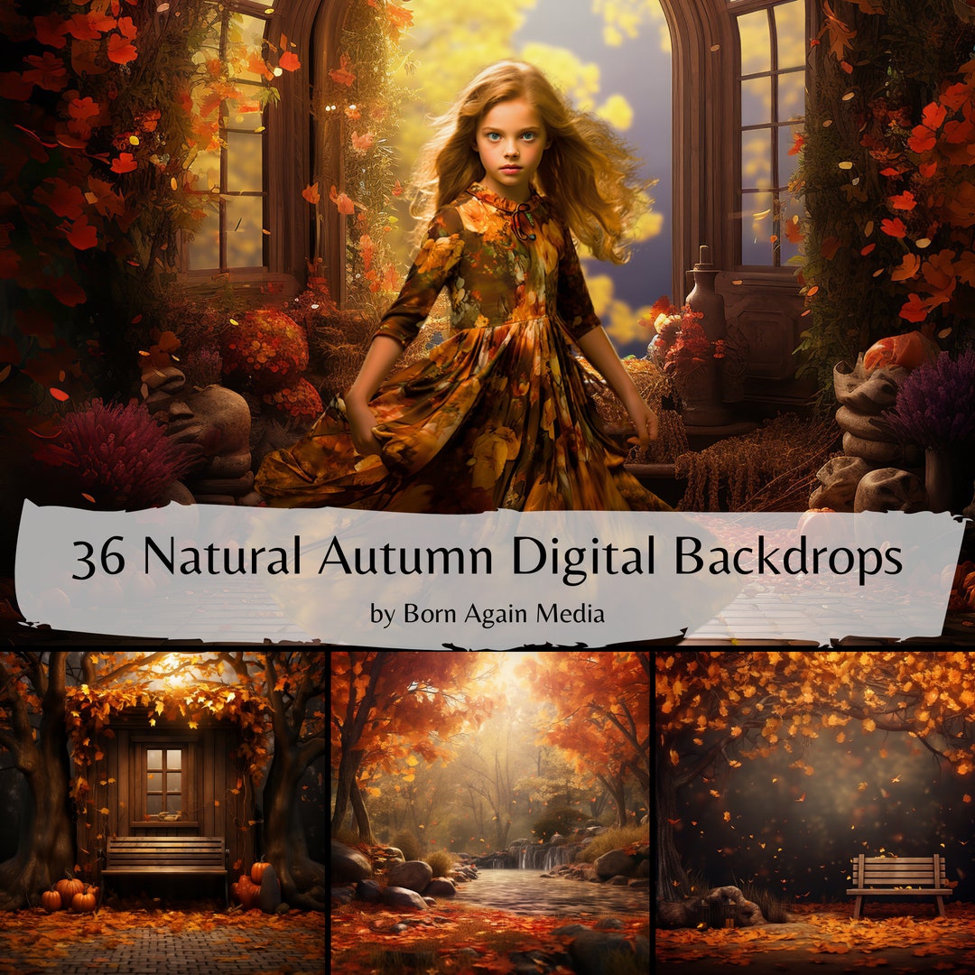36 X Natural Autumn Digital Backdrops, Fall Backdrops, Autumn ...
