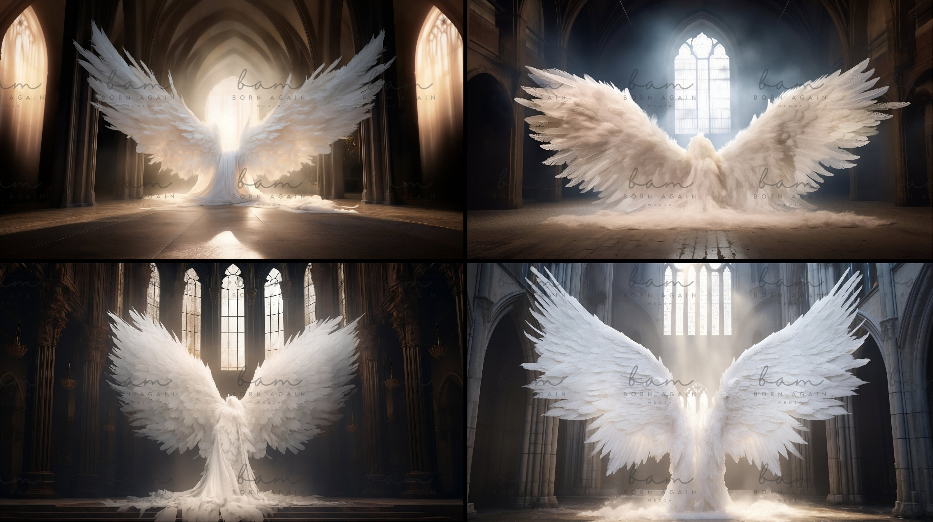 16 X Beautiful Church Angel Wings Digital Backdrops, Digital Backdrop ...