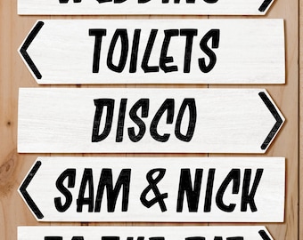 Hand painted Glastonbury style wedding signs