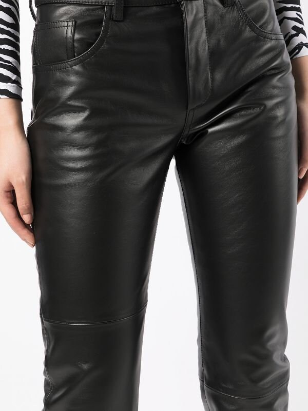 Black Leather Straight-leg Leather Trousers Straight Leg, Belt Loops ...