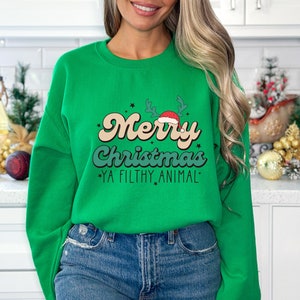 Merry Christmas Ya Filthy Animal Snowflake And Reindeer  Sweater