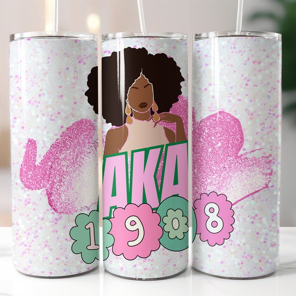 AKA Tumbler Wrap, Alpha Kappa Tumbler 20 oz Skinny, Sorority Tumbler Wrap, 1908 Tumbler Wrap, AKA Rhinestone Tumbler, AKA Png, AKa Gift Wrap