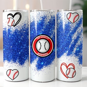 Dodgers Tumbler Wrap Sublimation, 20oz Skinny Tumbler Sublimation Design, LA Dodgers Tumbler Wrap Png, Los Angeles Dodgers Baseball Glitter