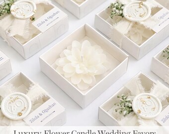 Caja de lujo para velas de recuerdo de boda, recuerdo nupcial personalizado en color marfil, regalo de boda minimalista hecho a mano, elegante sello de cera.