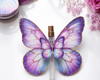 Botella de vidrio con forma de mariposa hecha a mano / Recuerdo de hada rosa (15 cc, vacía), Recuerdos de fiesta