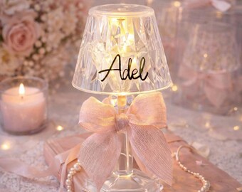 Lámpara de cristal personalizada de lujo, luz nocturna LED con nombre personalizado, recuerdo para baby shower
