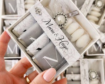Caja de lujo para recuerdos de boda con chocolates y almendras personalizados, elegante detalle para despedida de soltera, regalo con nombre personalizado, caja de recuerdos para baby shower.