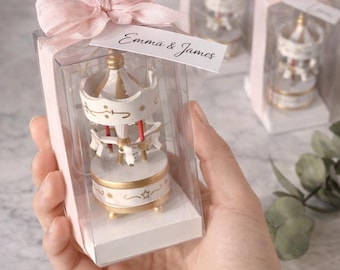 Recuerdo personalizado para baby shower con diseño de carrusel, recuerdo para bautizo de niña, recuerdo con nombre personalizado, regalo de lujo para bebé, recuerdo rosa para fiesta, regalo de bautizo