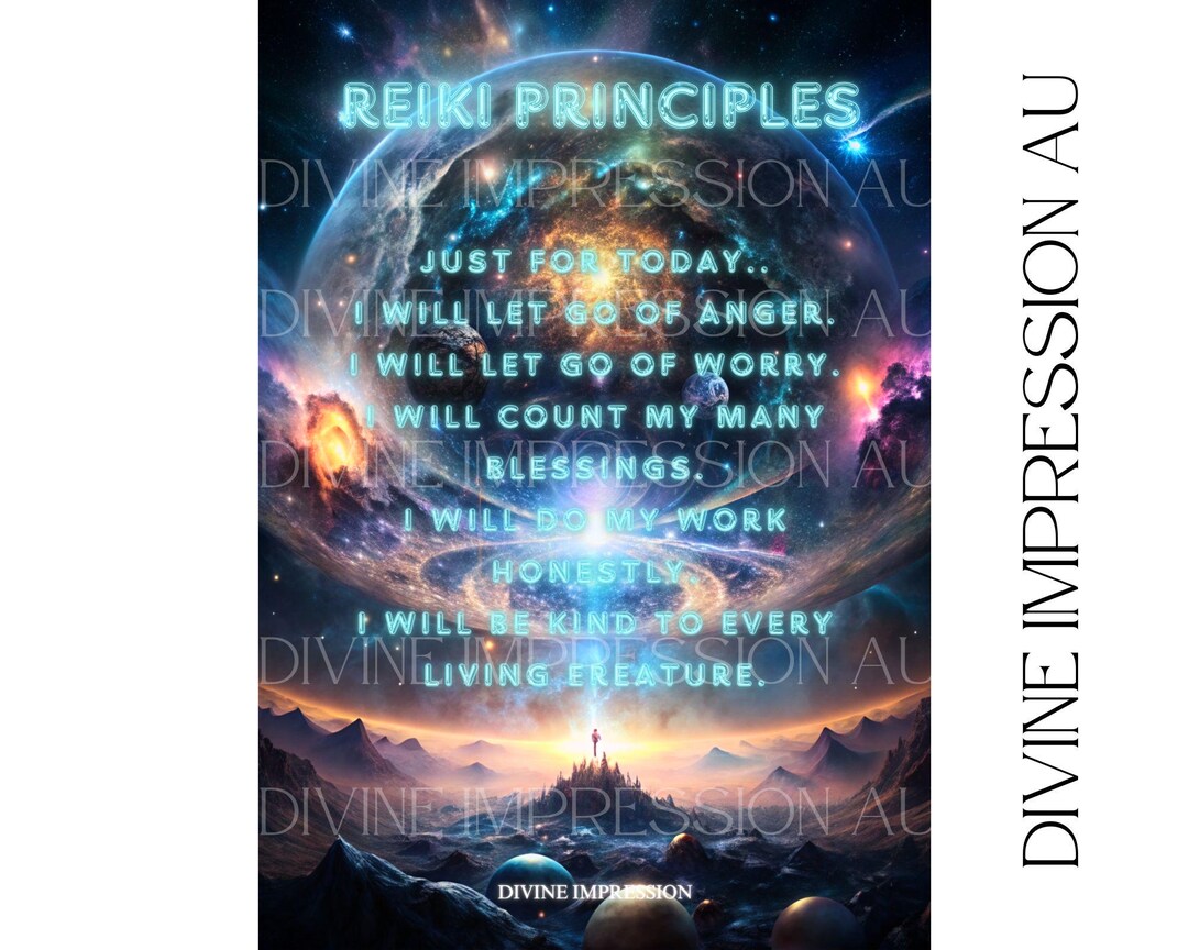 Printable Reiki Principles Poster Wall Art Decor Wall Art Reiki Energy ...
