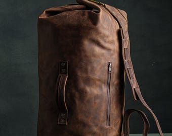 Bolsa de lona vintage de estilo urbano: diseño táctico, confeccionada en piel flor.