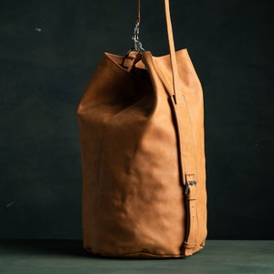 Leather Duffel Bag with shoulder padded strap