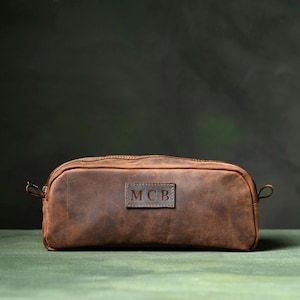 Personalized Leather Dopp Bag