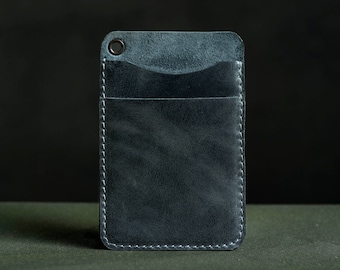 Small Size Wallet, Grey Leather Slim Card Holder Wallet, Minimalist Business & Credit Card Organizer