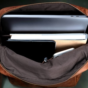 Mens Messenger Bag Leather Satchel, Slim 15 inch Laptop Bag, Shoulder Bag, Crossbody Book Bag, 16 inch computer, Retro Vintage Style Bag image 10