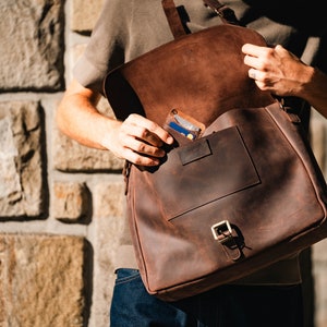 Personalized Leather Messenger Bag